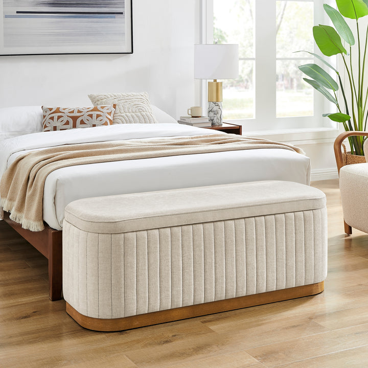 Clinton Chenille Storage Bench - Seneca Beige - view 3