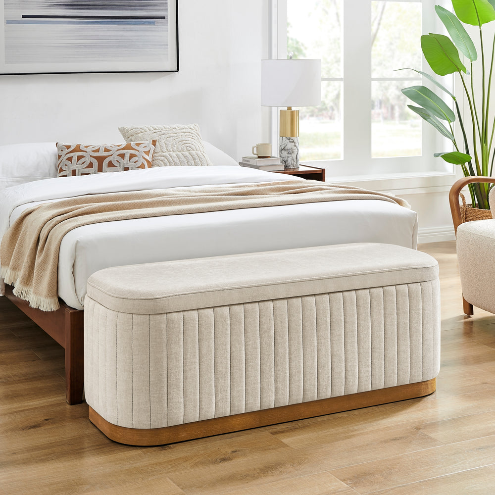 Clinton Chenille Storage Bench - Seneca Beige - view 3