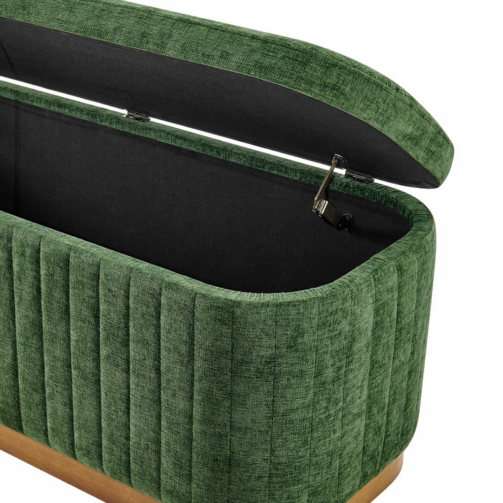 Clinton Chenille Storage Bench - Seneca Green - view 10