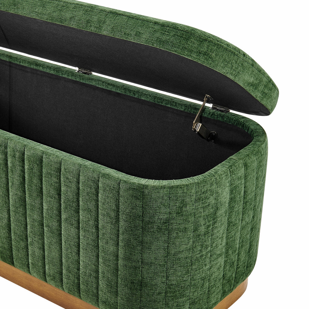 Clinton Chenille Storage Bench - Seneca Green - view 10