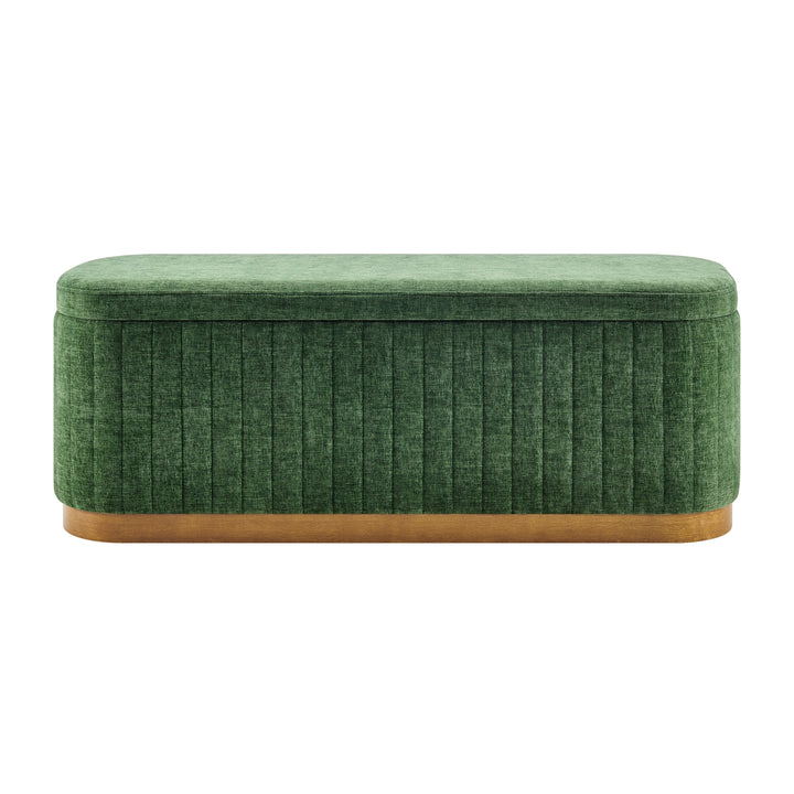 Clinton Chenille Storage Bench - Seneca Green - view 4