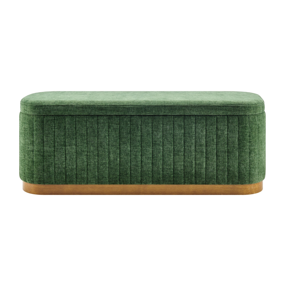 Clinton Chenille Storage Bench - Seneca Green - view 4