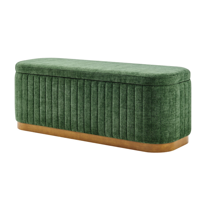 Clinton Chenille Storage Bench - Seneca Green