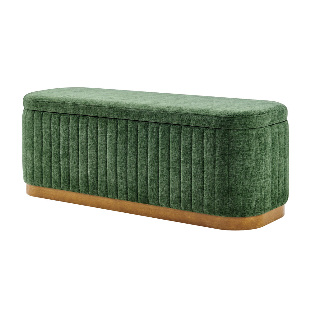 Clinton Chenille Storage Bench - Seneca Green
