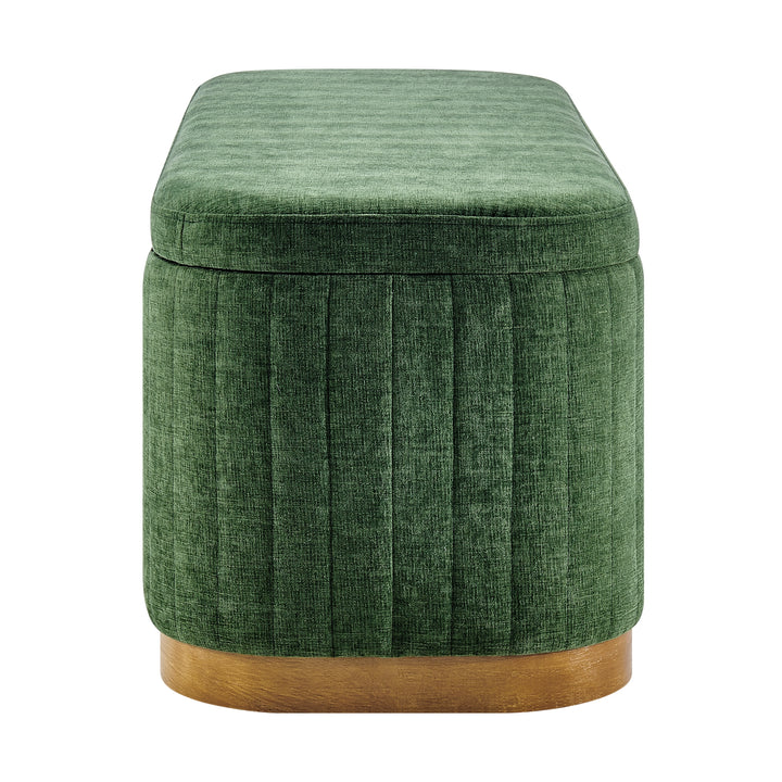 Clinton Chenille Storage Bench - Seneca Green - view 5