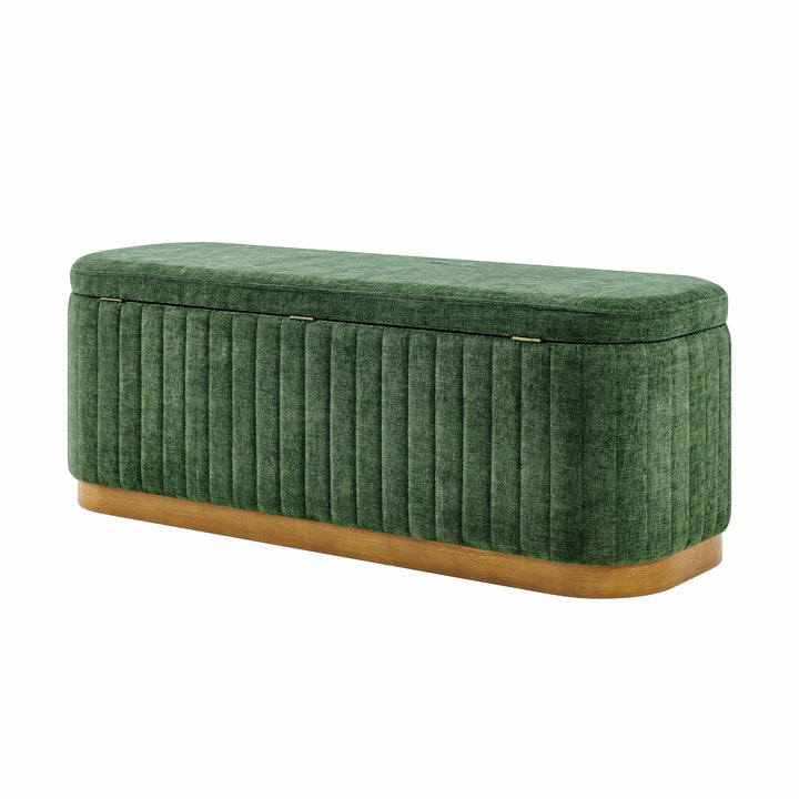 Clinton Chenille Storage Bench - Seneca Green - view 7