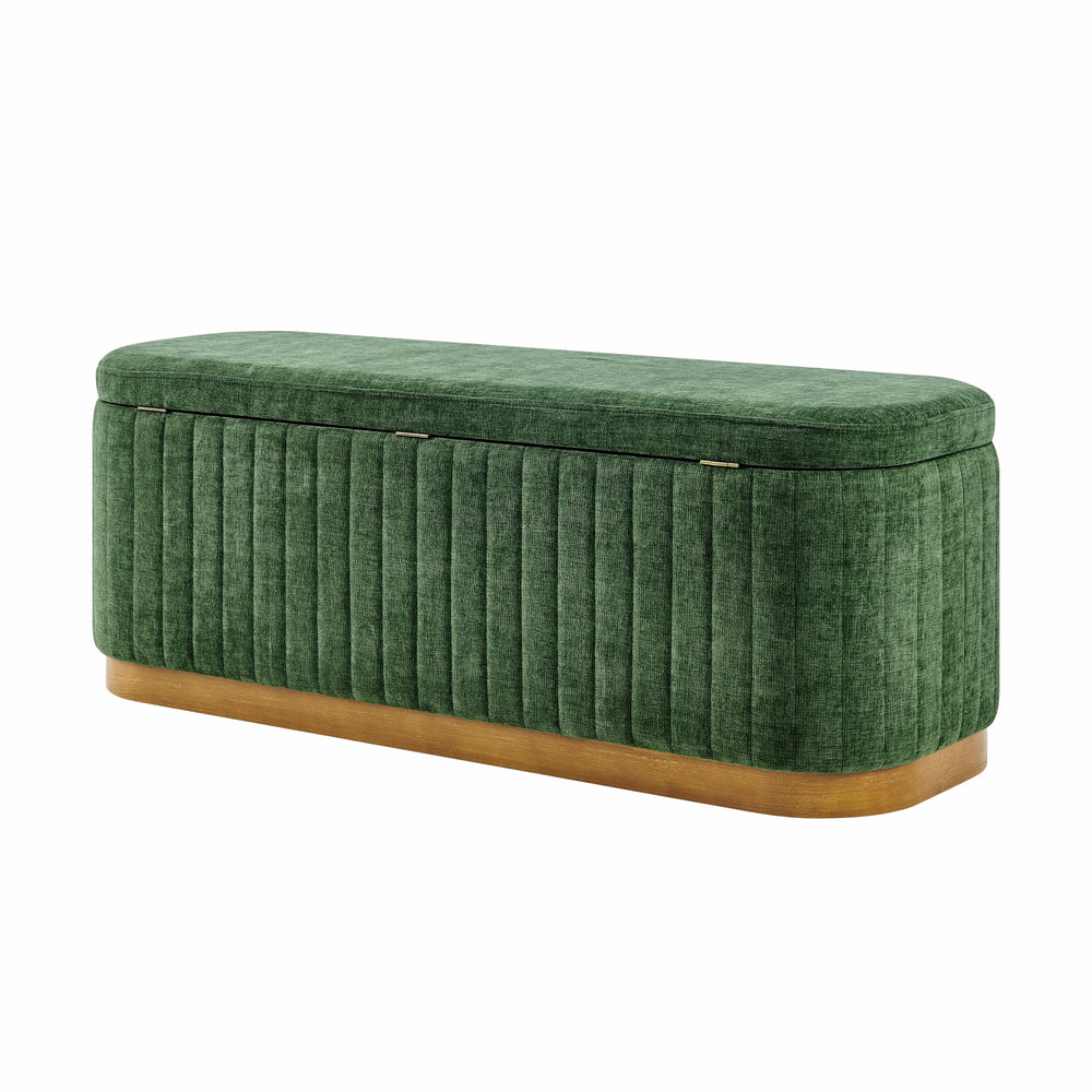 Clinton Chenille Storage Bench - Seneca Green - view 7