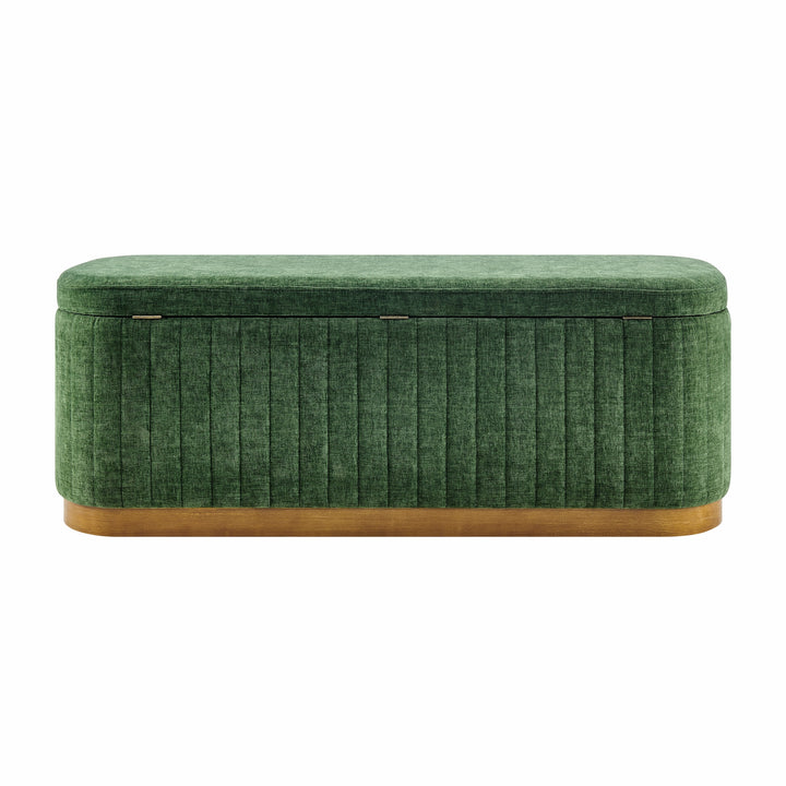 Clinton Chenille Storage Bench - Seneca Green - view 6