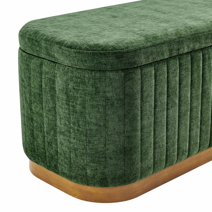 Clinton Chenille Storage Bench - Seneca Green - view 9