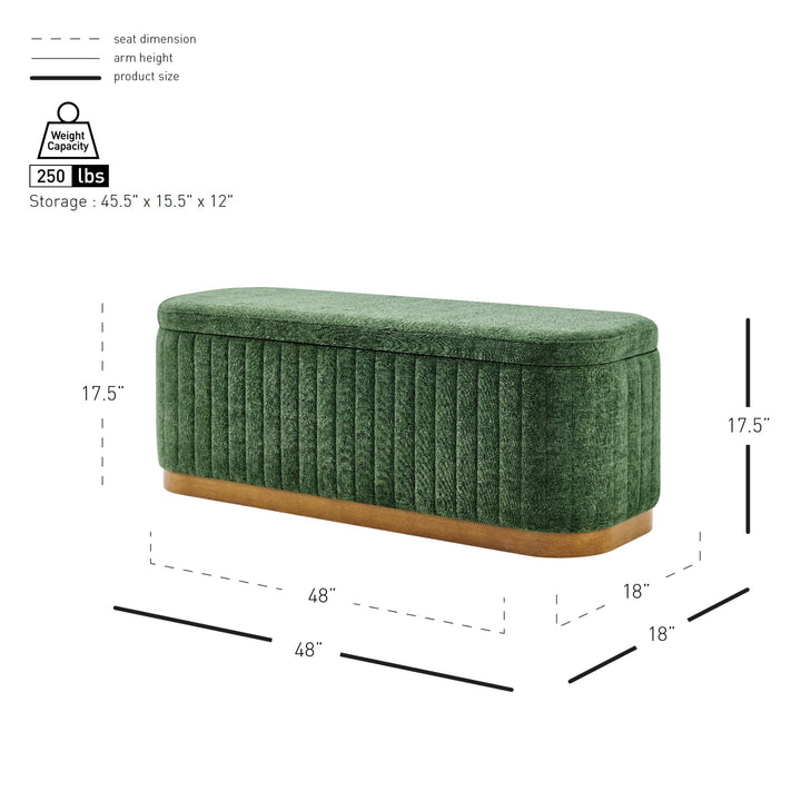 Clinton Chenille Storage Bench - Seneca Green - view 2
