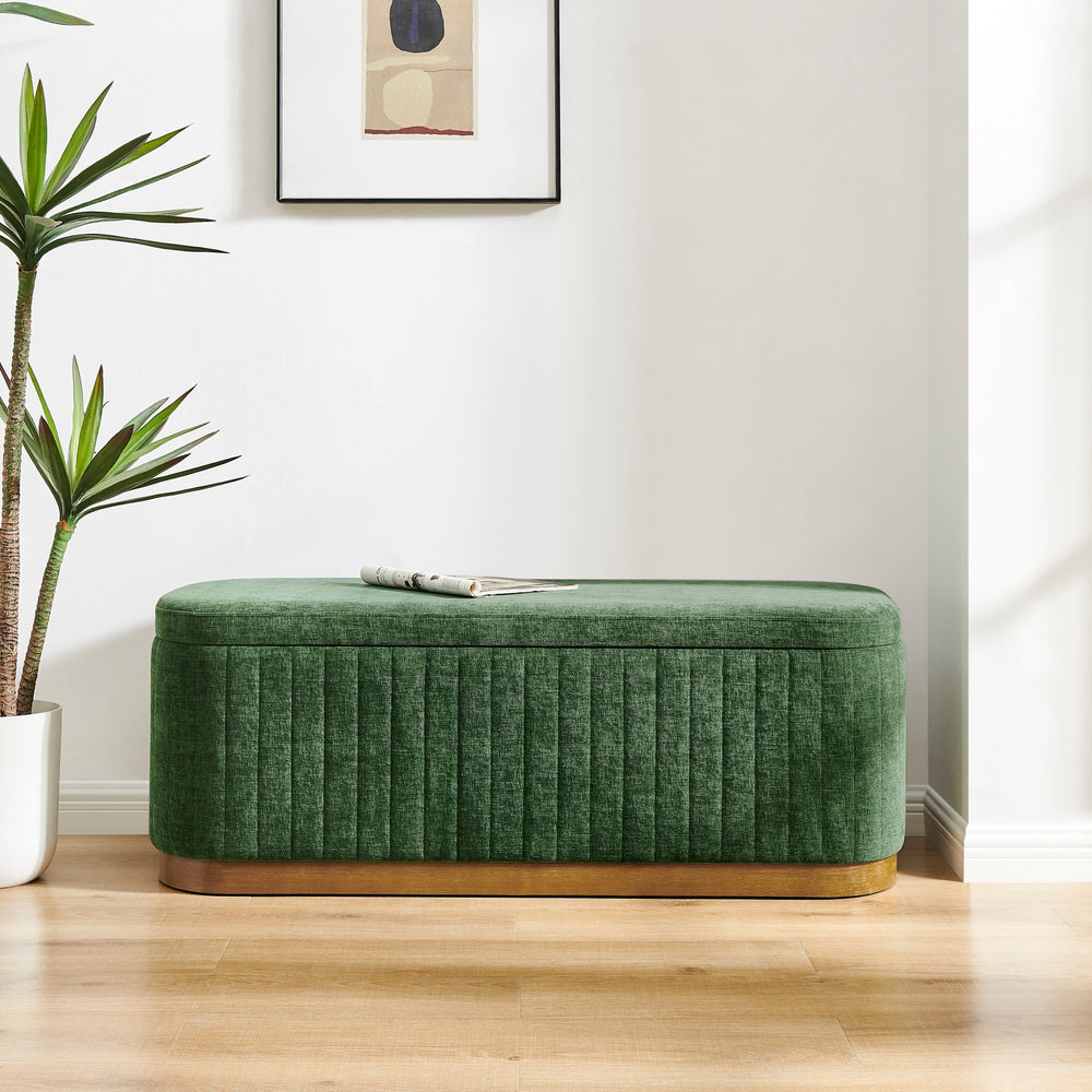Clinton Chenille Storage Bench - Seneca Green - view 3