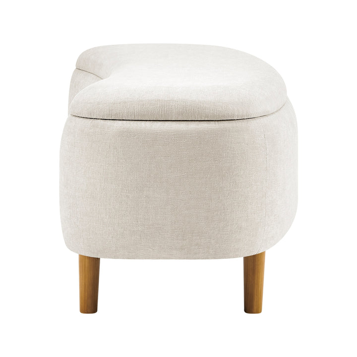 Leony Chenille Storage Bench - Seneca Beige - view 5