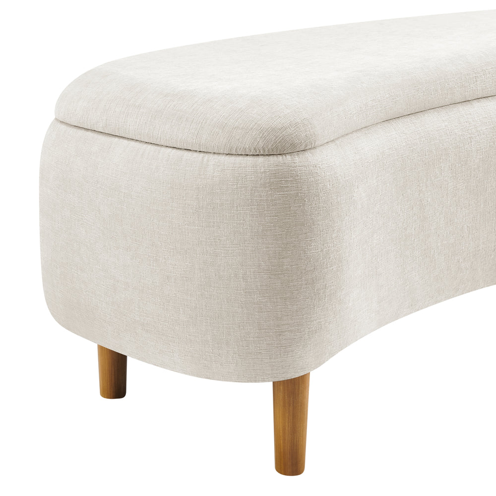 Leony Chenille Storage Bench - Seneca Beige - view 9