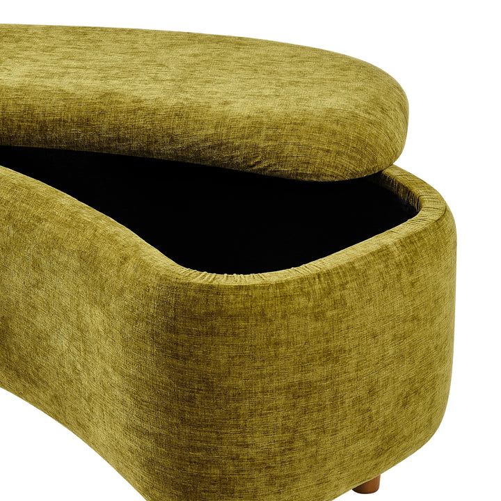 Leony Chenille Storage Bench - Seneca Olive - view 10