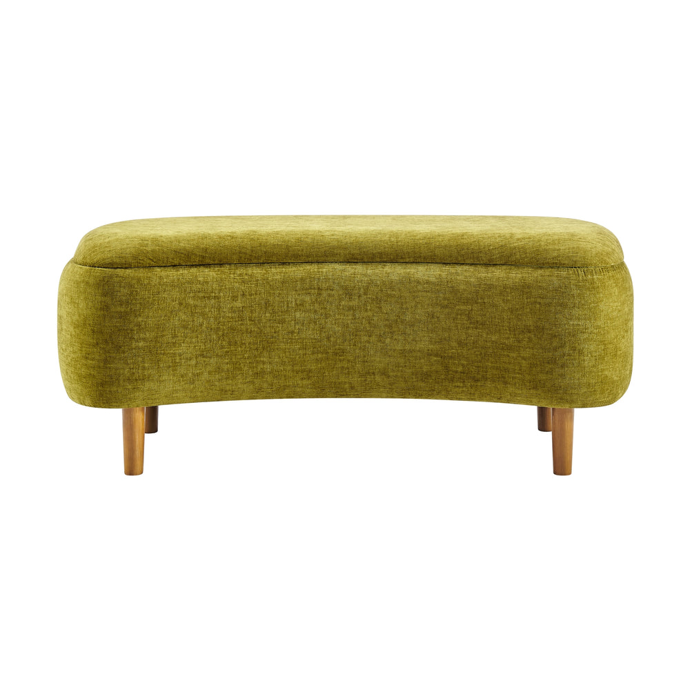 Leony Chenille Storage Bench - Seneca Olive - view 4