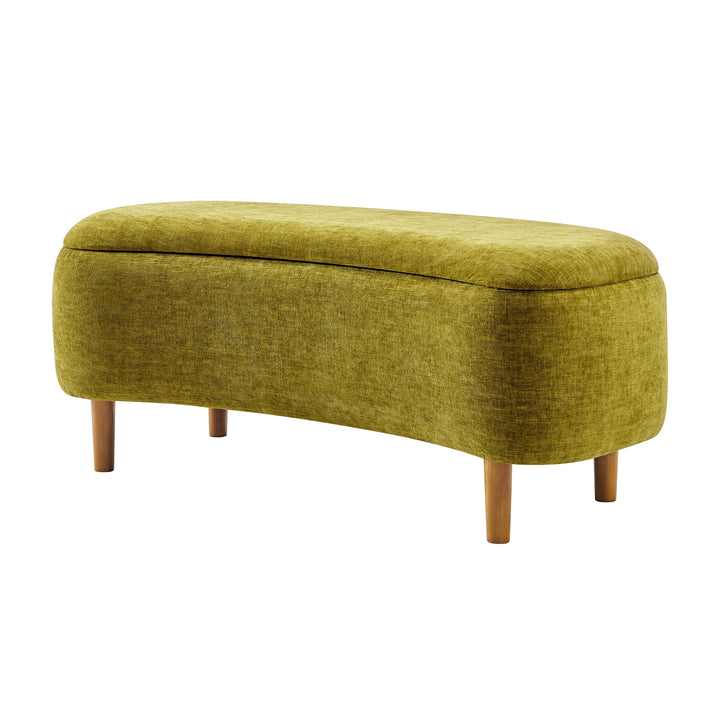 Leony Chenille Storage Bench - Seneca Olive
