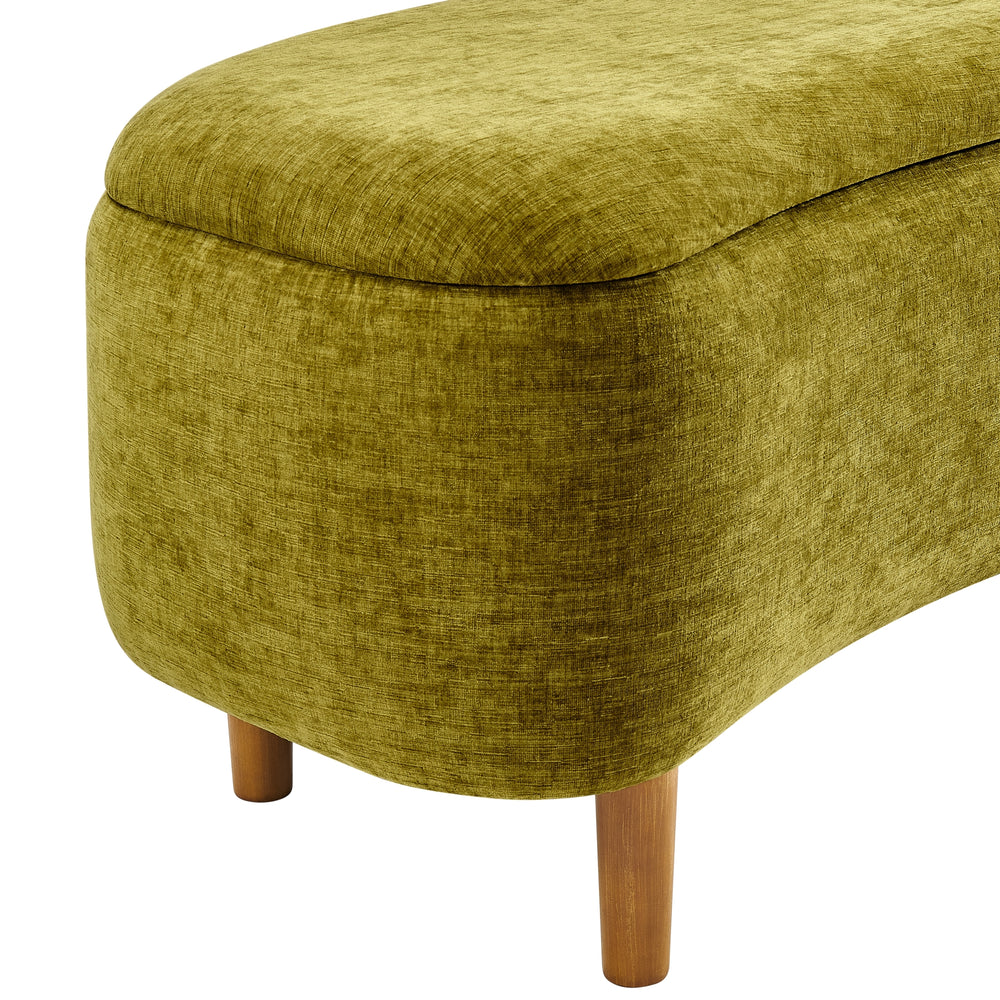 Leony Chenille Storage Bench - Seneca Olive - view 9