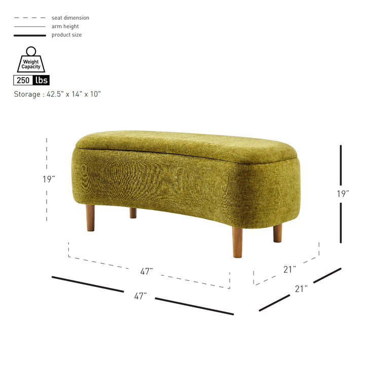 Leony Chenille Storage Bench - Seneca Olive - view 2
