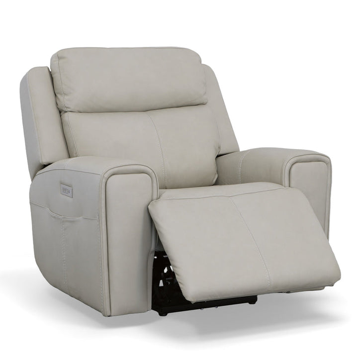 Barnett Gray Matters Leather Power Recliner with Power Headrest &amp; Lumbar