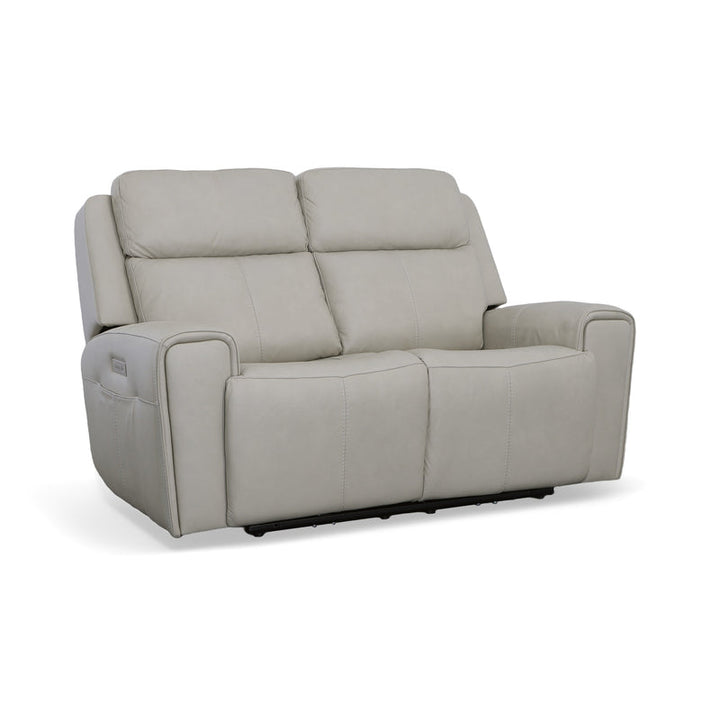 Barnett Gray Matters Leather Power Reclining Loveseat with Power Headrests &amp; Lumbar