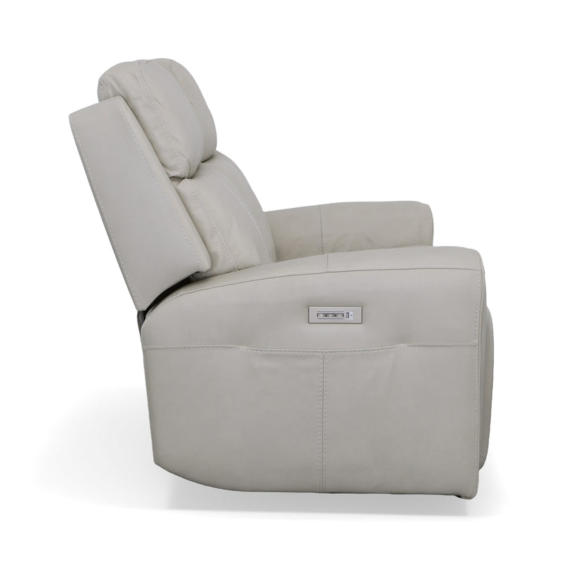 Barnett Gray Matters Leather Power Reclining Loveseat with Power Headrests & Lumbar