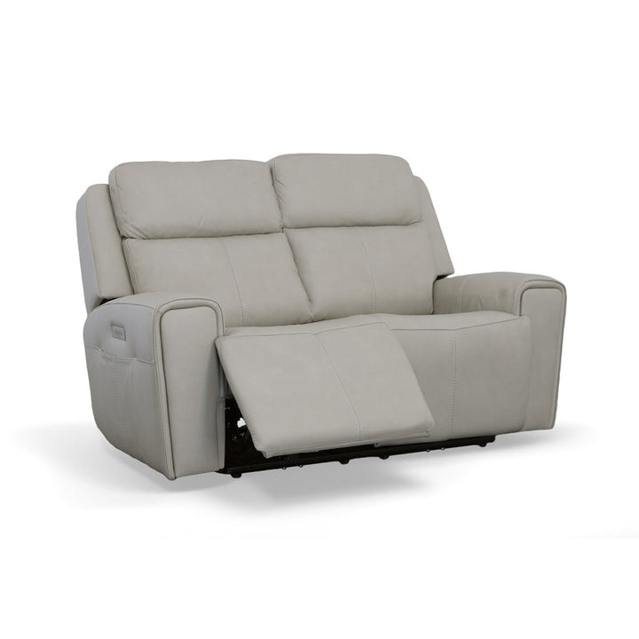 Barnett Gray Matters Leather Power Reclining Loveseat with Power Headrests &amp; Lumbar