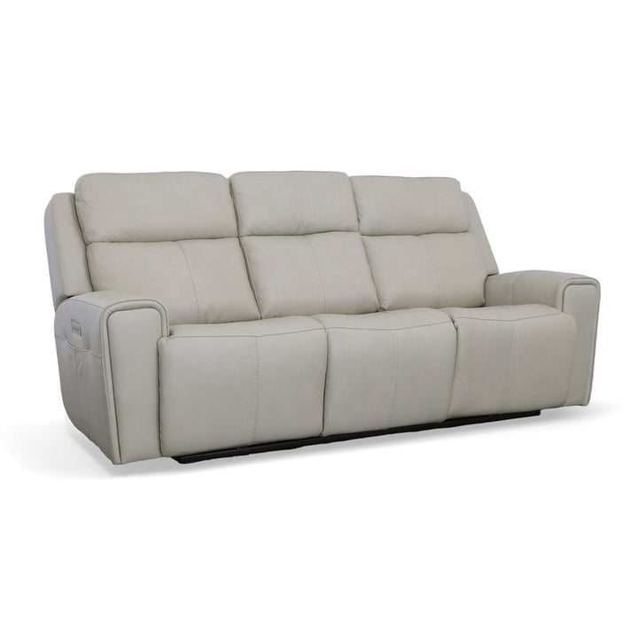 Barnett Gray Matters Leather Power Reclining Sofa with Power Headrests &amp; Lumbar