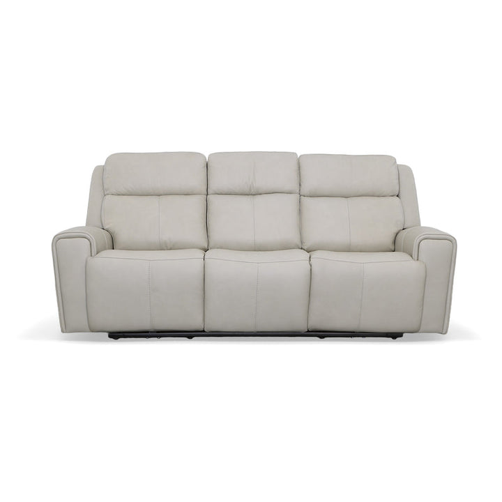 Barnett Gray Matters Leather Power Reclining Sofa with Power Headrests &amp; Lumbar