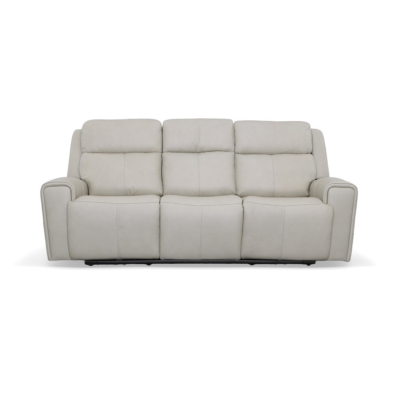 Barnett Gray Matters Leather Power Reclining Sofa with Power Headrests & Lumbar