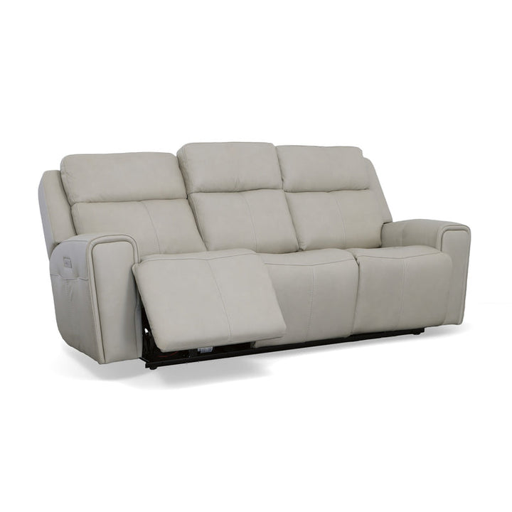 Barnett Gray Matters Leather Power Reclining Sofa with Power Headrests &amp; Lumbar