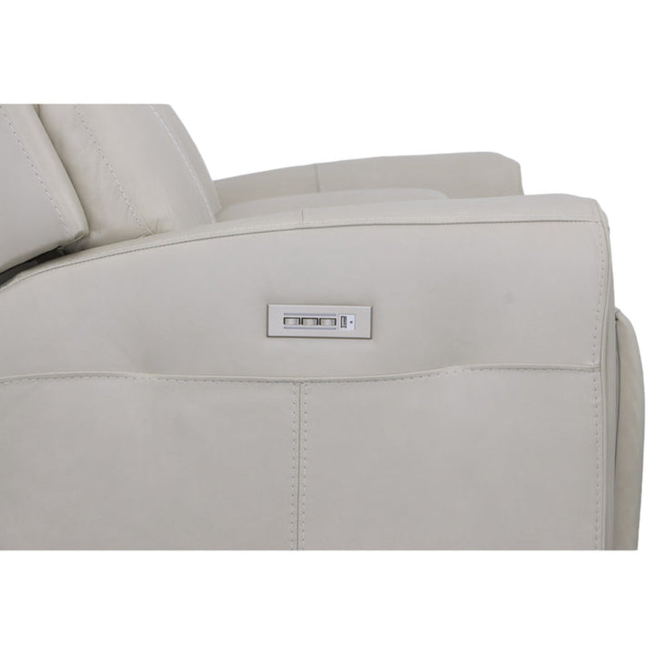 Barnett Gray Matters Leather Power Reclining Loveseat with Console, Power Headrests &amp; Lumbar