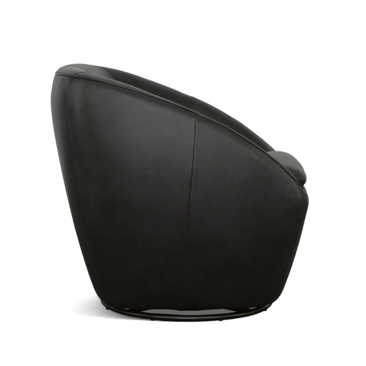 Wade Leather Swivel Chair in Ebony
