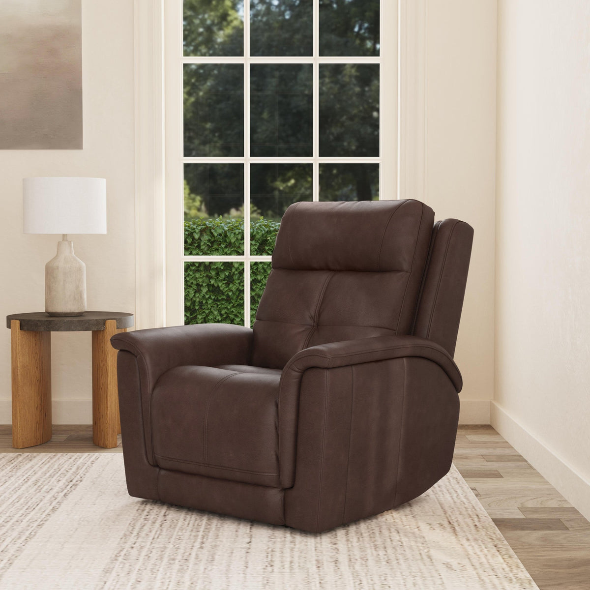 Ranger Leather Power Recliner with Power Headrest, Lumbar, Heat & Massage in Rustic Brown