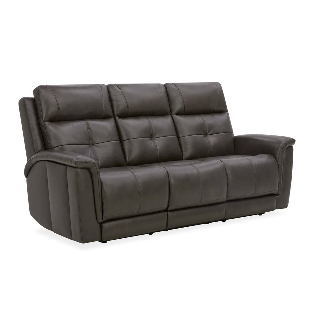 Ranger Leather Power Reclining Sofa with Console, Power Headrest, Lumbar, Heat & Massage in Rustic Brown