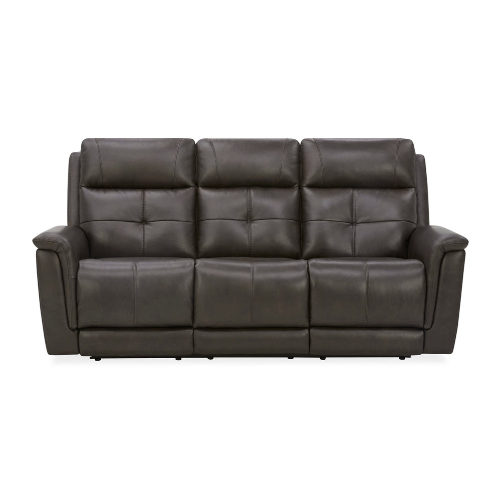 Ranger Leather Power Reclining Sofa with Console, Power Headrest, Lumbar, Heat & Massage in Rustic Brown