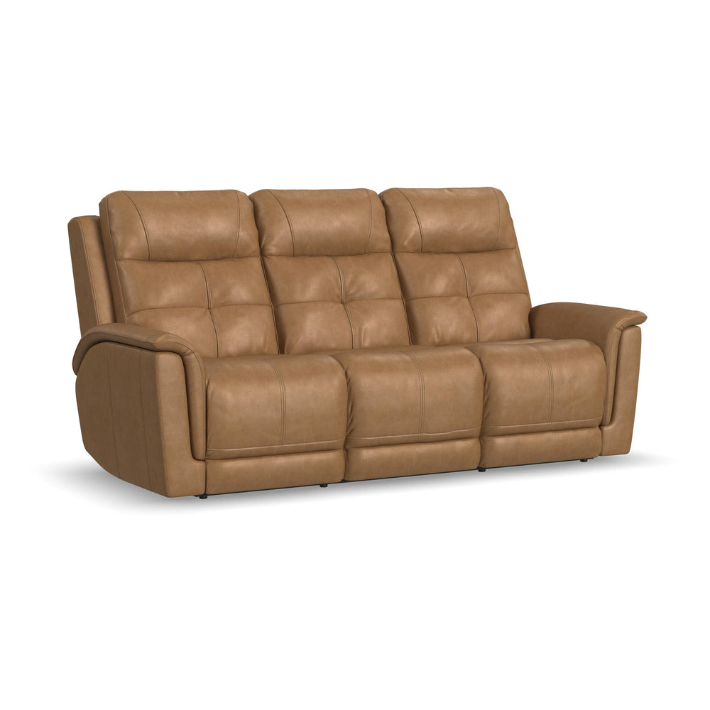 Ranger Leather Power Reclining Sofa with Console, Power Headrest, Lumbar, Heat & Massage in Oakridge