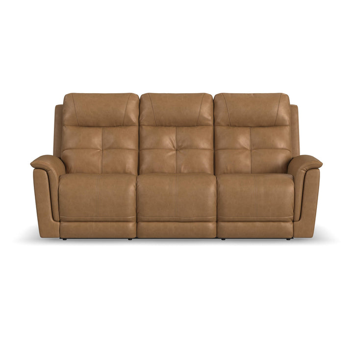 Ranger Leather Power Reclining Sofa with Console, Power Headrest, Lumbar, Heat &amp; Massage in Oakridge