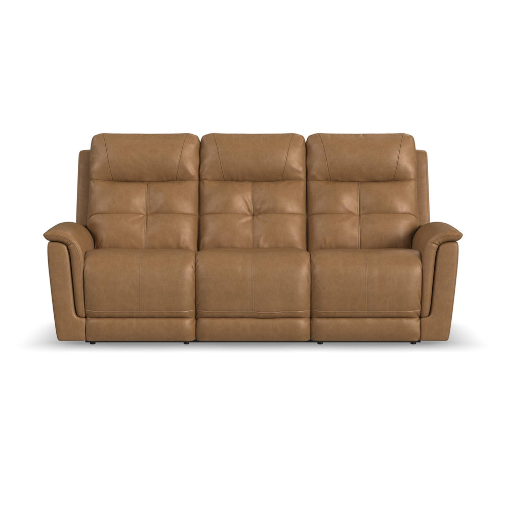 Ranger Leather Power Reclining Sofa with Console, Power Headrest, Lumbar, Heat & Massage in Oakridge