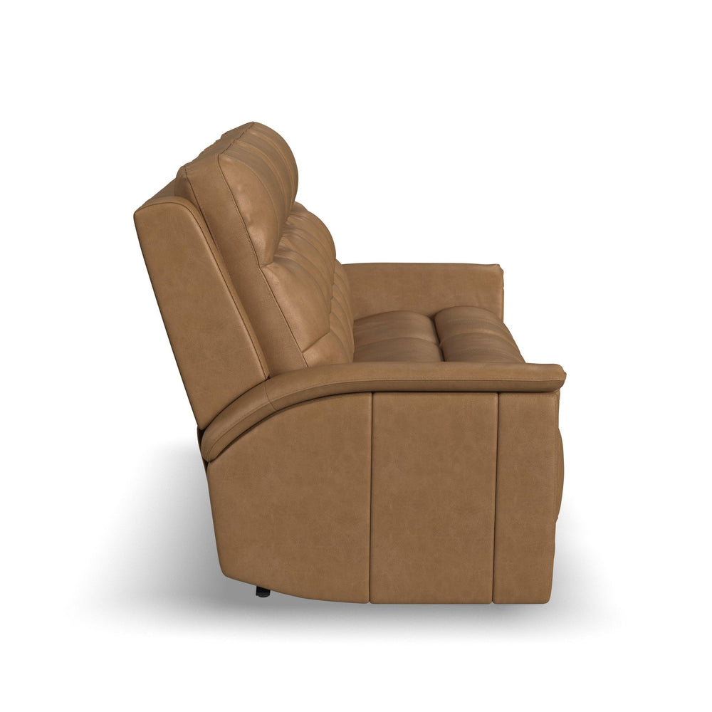 Ranger Leather Power Reclining Sofa with Console, Power Headrest, Lumbar, Heat & Massage in Oakridge