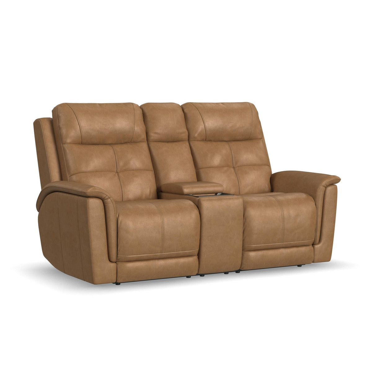 Ranger Leather Power Reclining Loveseat with Console, Power Headrest, Lumbar, Heat & Massage in Oakridge