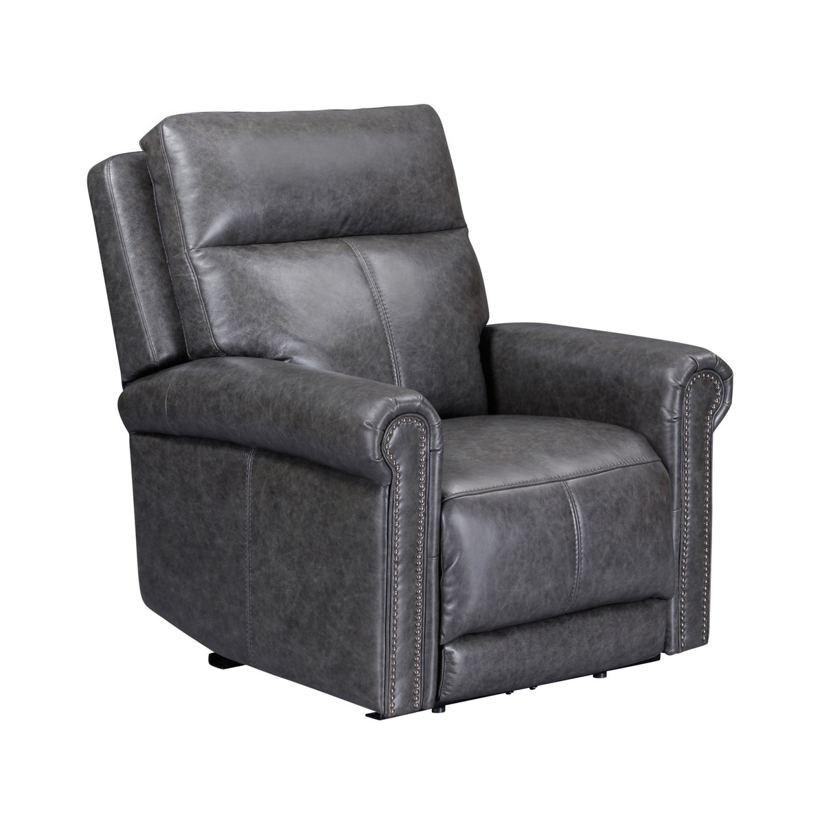 Alexander Leather Power Recliner with Power Headrest & Lumbar in Weathered Stone