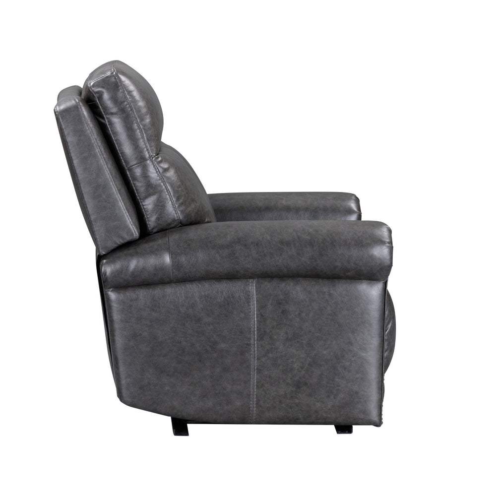 Alexander Leather Power Recliner with Power Headrest & Lumbar in Weathered Stone