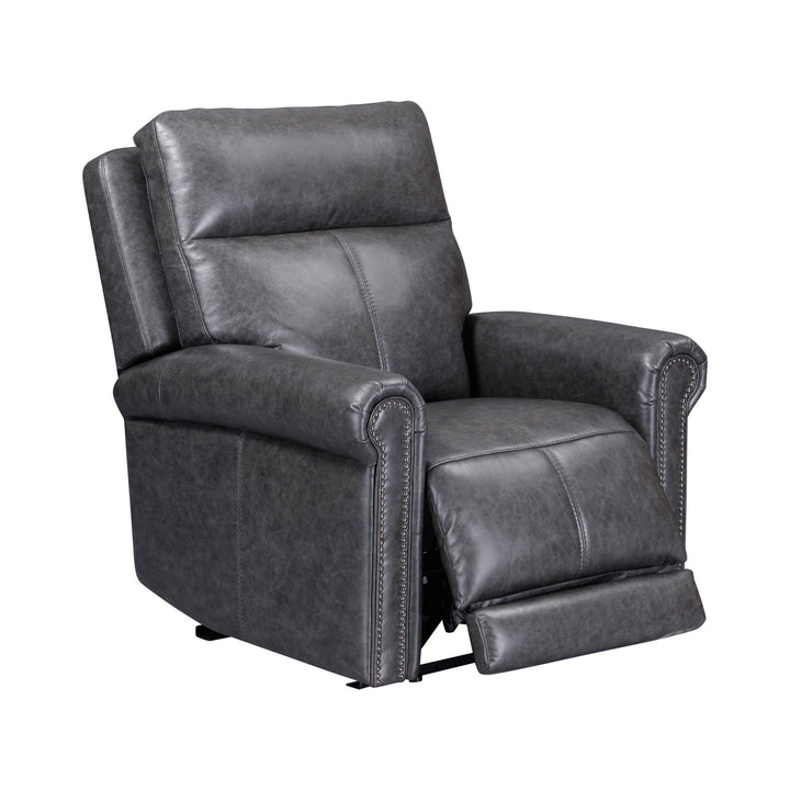 Alexander Leather Power Recliner with Power Headrest &amp; Lumbar in Weathered Stone