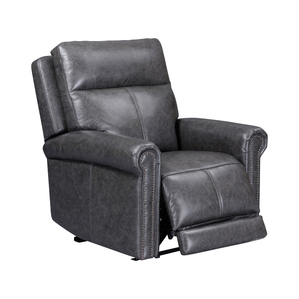 Alexander Leather Power Recliner with Power Headrest & Lumbar in Weathered Stone