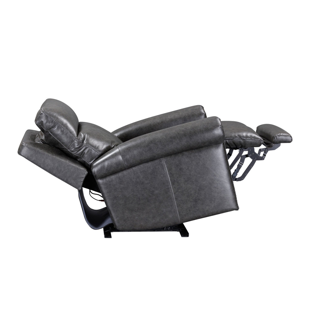 Alexander Leather Power Recliner with Power Headrest & Lumbar in Weathered Stone
