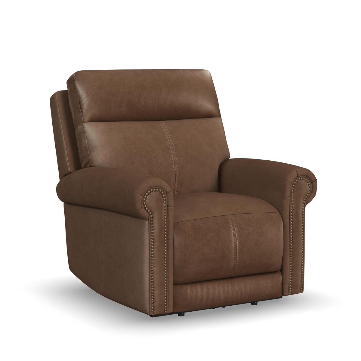 Alexander Leather Power Recliner with Power Headrest & Lumbar in Tawny