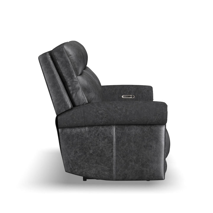 Alexander Leather Power Reclining Loveseat with Power Headrest &amp; Lumbar in Weathered Stone