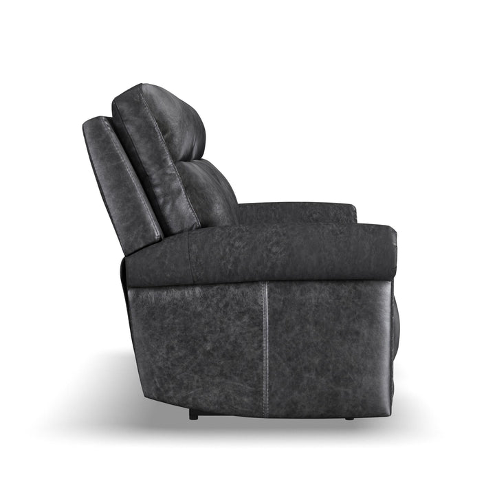 Alexander Leather Power Reclining Loveseat with Console, Power Headrest &amp; Lumbar in Weathered Stone