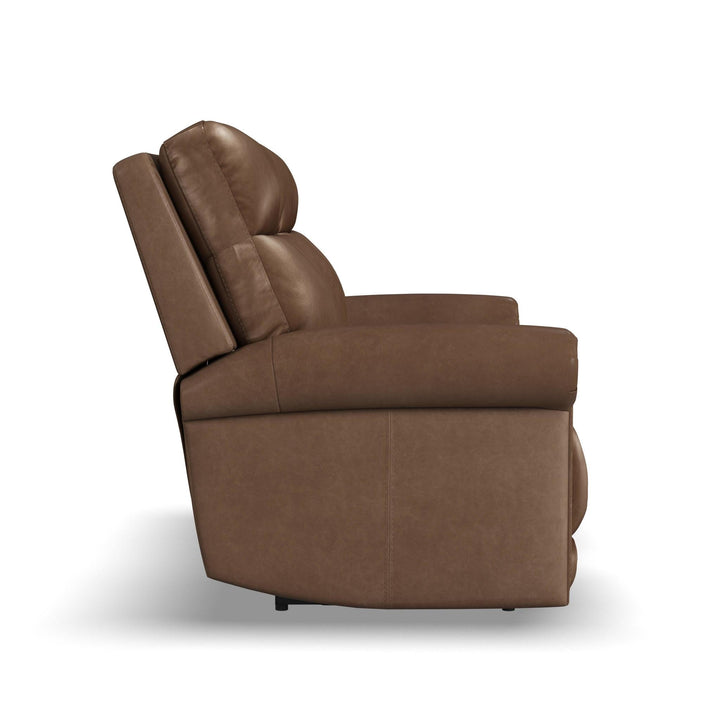 Alexander Leather Power Reclining Loveseat with Console, Power Headrest &amp; Lumbar in Tawny