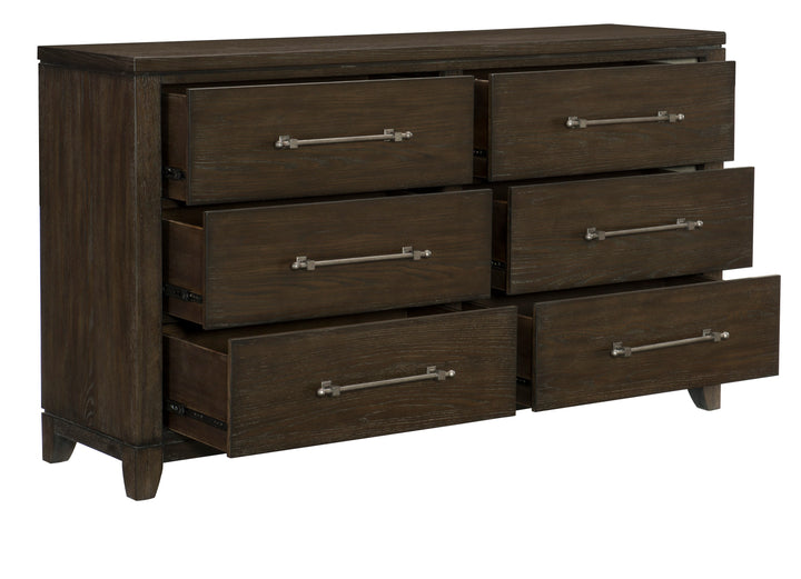 Griggs Brown 4-Piece Queen Bed Set with Nightstand Dresser Mirror